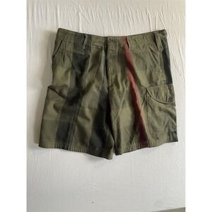 Burberry Brit 36x9" Green Nova Check‎ Army Cargo Mens Shorts